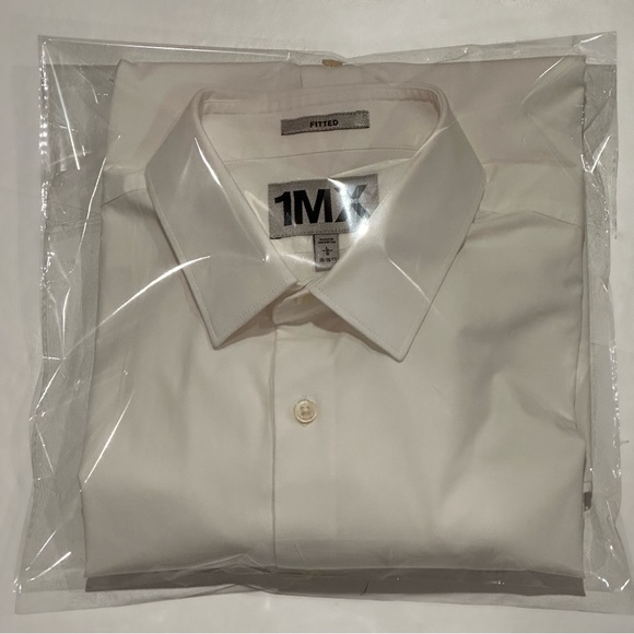 Express Fitted Classic White Stretch Cotton 1MX Dress Shirt Size Large - Picture 7 of 7